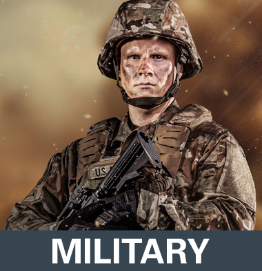 Soldier in OCP uniform with helmet and plate carrier representing HAIX military boots category on a brown background